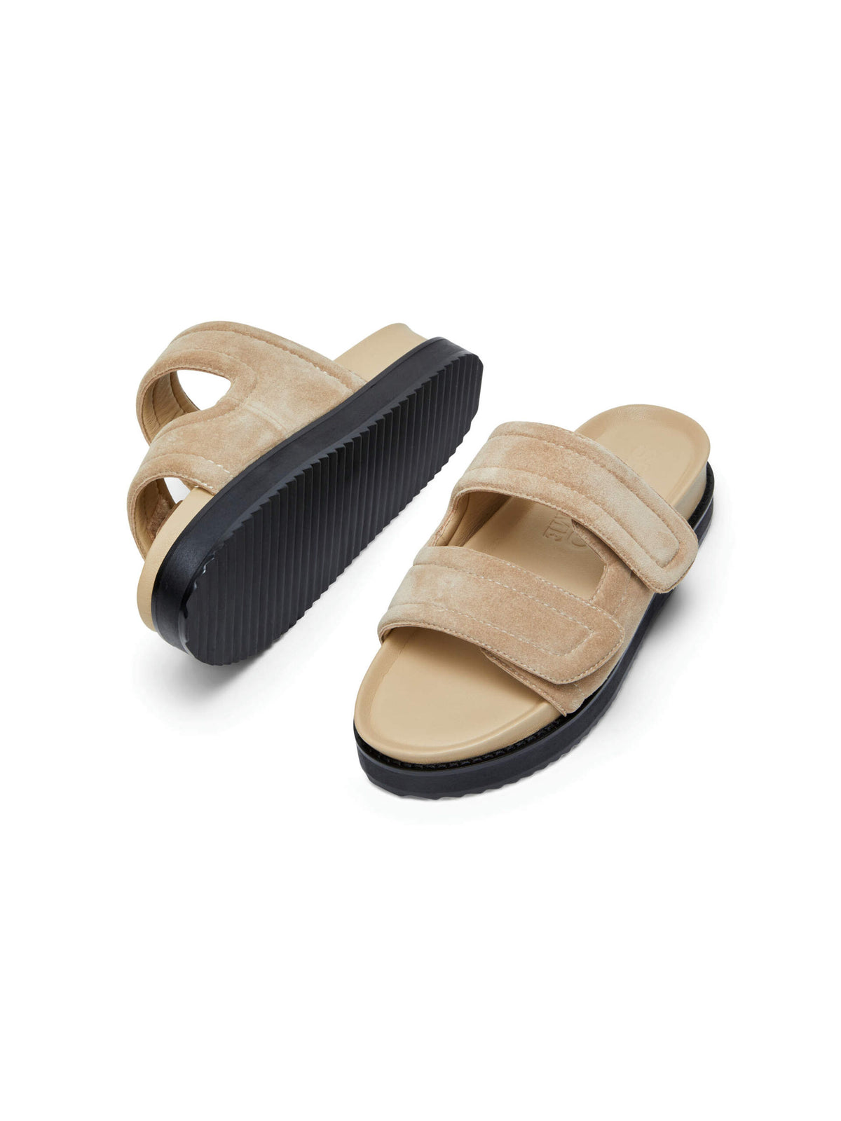 SLF Becka Padded Suede Slider in Chinchilla