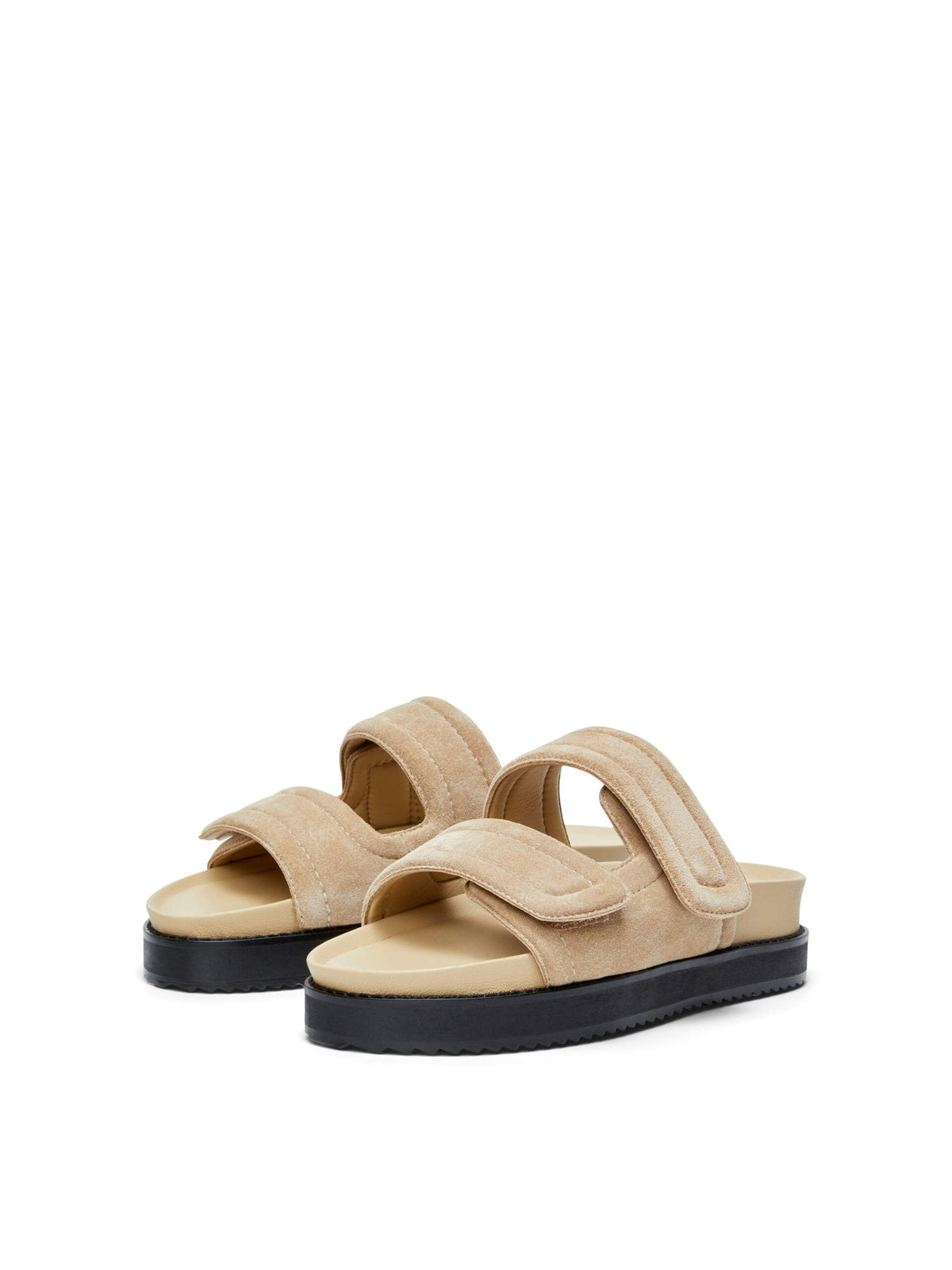 SLF Becka Padded Suede Slider in Chinchilla