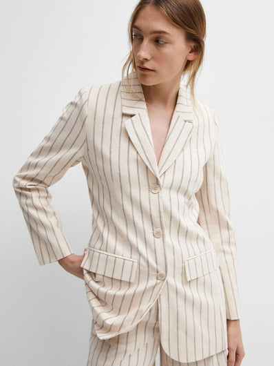 SLF Hilda Fitted Blazer in Pinstripe Sandshell