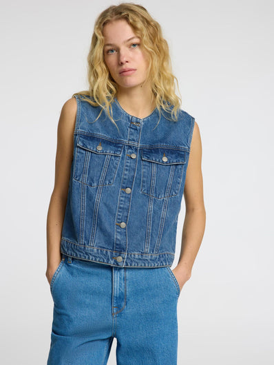 SLF Rie Short Vest in Denim