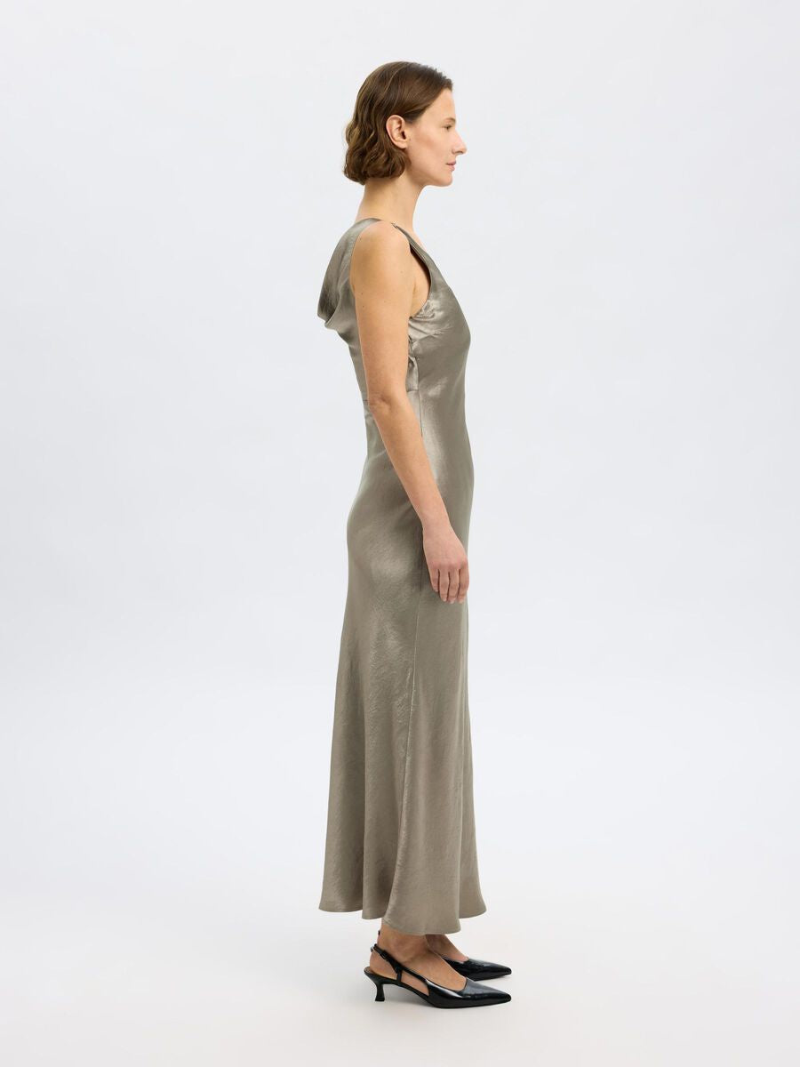 SLF Selene Cowl Back Midi Dress in Vetiver