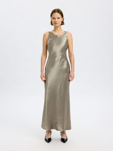 SLF Selene Cowl Back Midi Dress in Vetiver