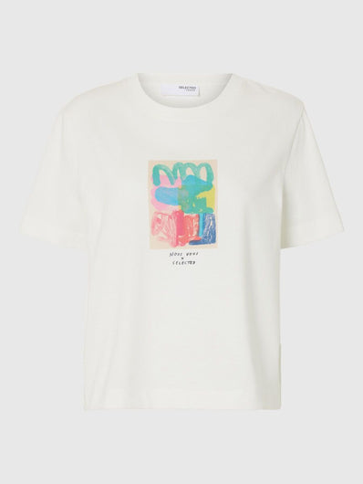 SLF Essential Boxy Printed Tee in White