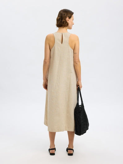 SLF Johanne SL Striped Midi Dress in Birch