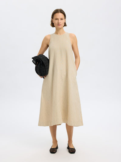 SLF Johanne SL Striped Midi Dress in Birch