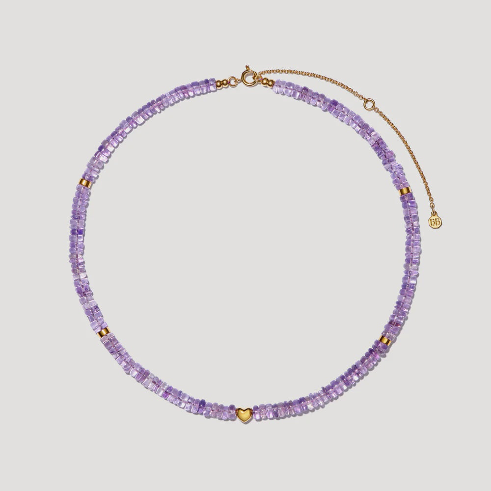 BON BON Amethyst Necklace with Gold Heart