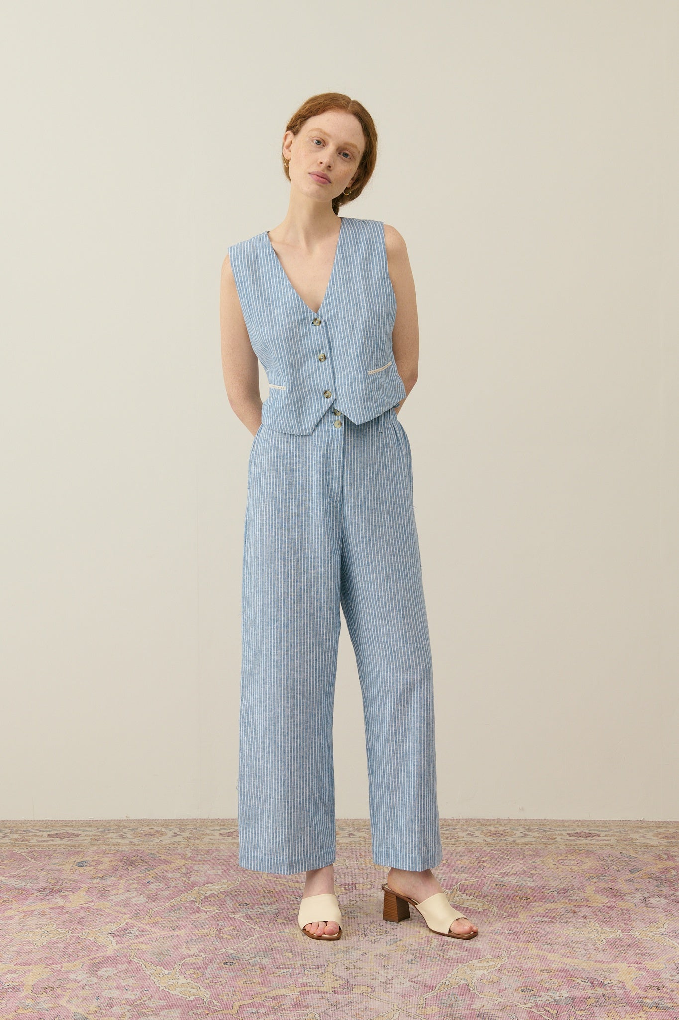 LM Abuela Trousers in Blue Onda Stripes