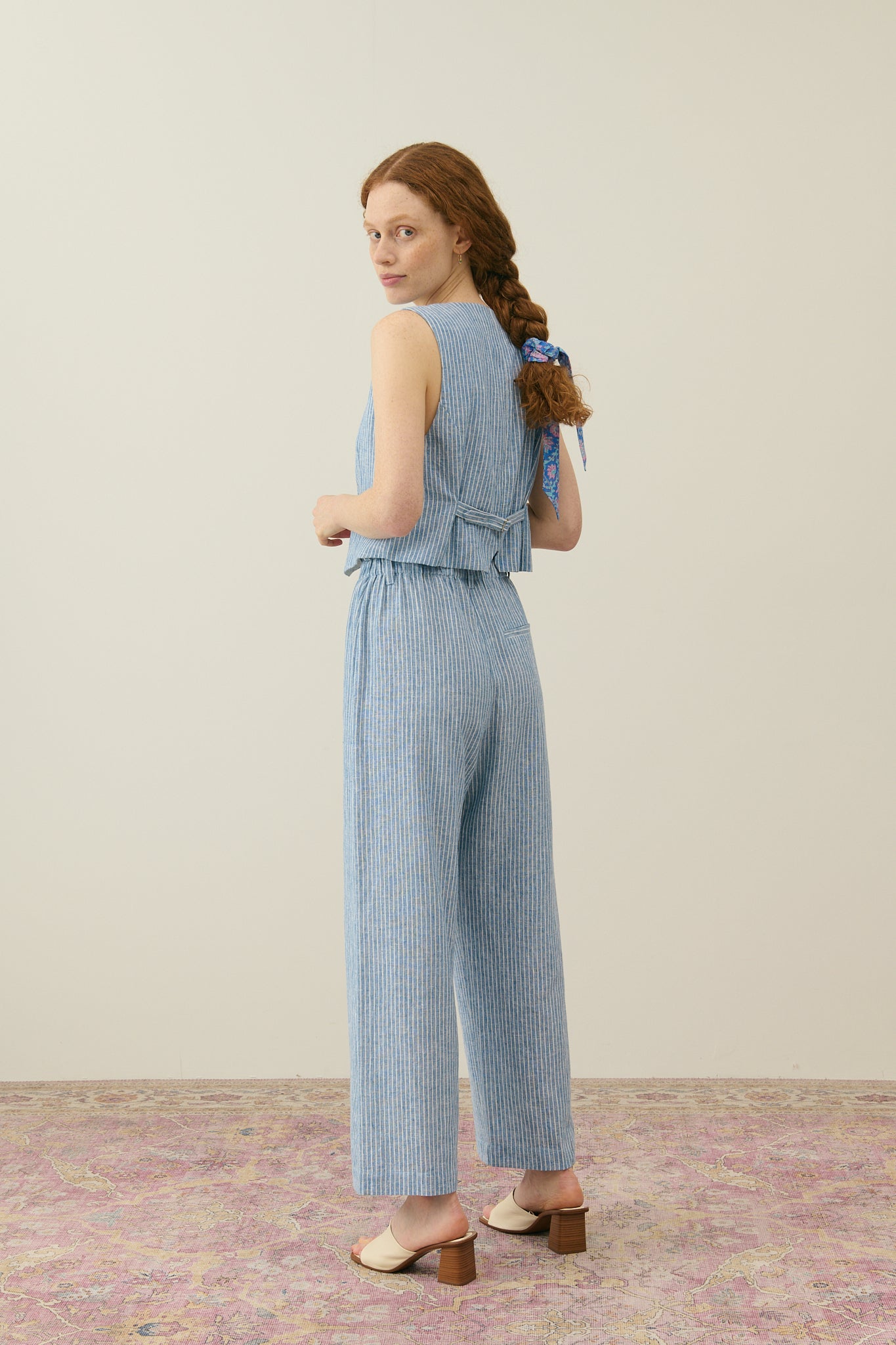 LM Abuela Trousers in Blue Onda Stripes