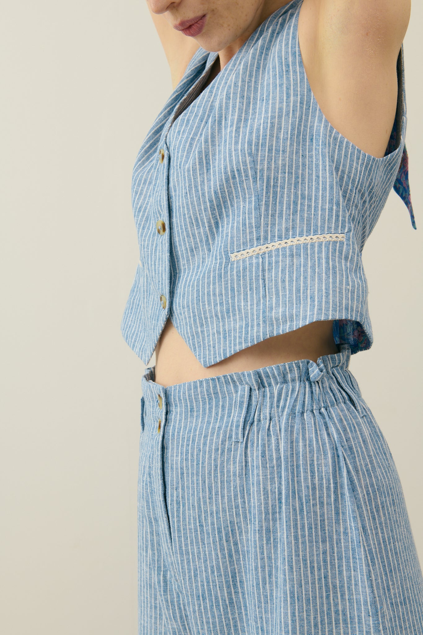 LM Abuela Trousers in Blue Onda Stripes