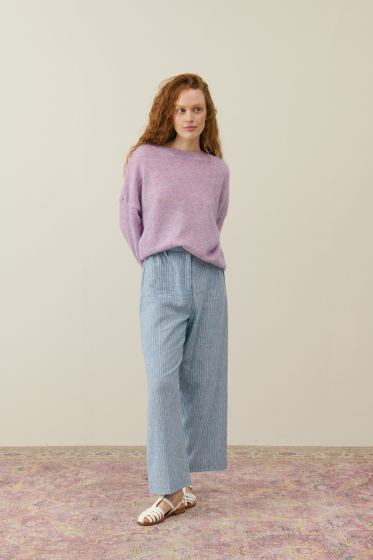 LM Abuela Trousers in Blue Onda Stripes