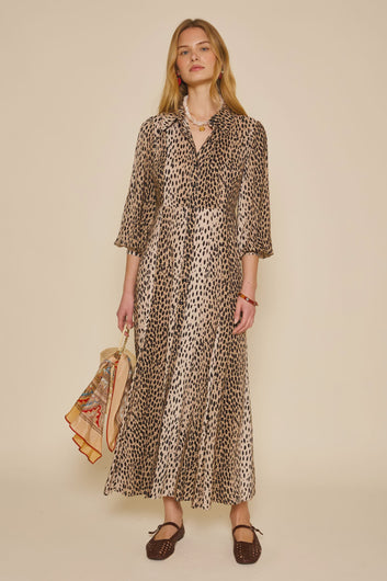RIXO Maddison Dress in Antelope Spot