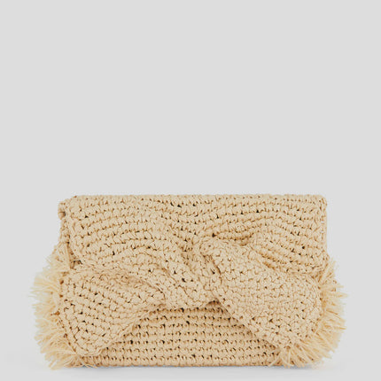 AH Bow Clutch in Natural Raffia