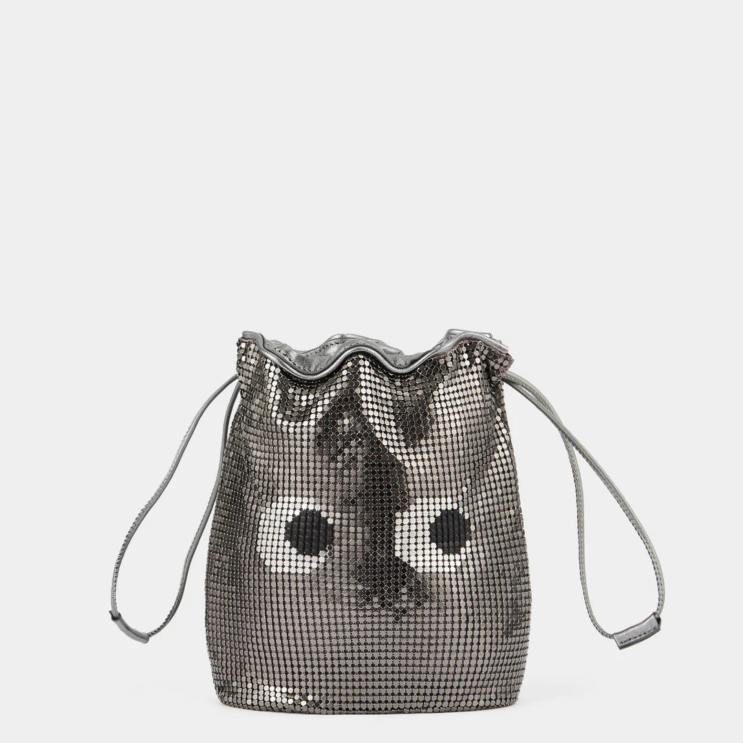 AH Drawstring Pouch Eyes in Anthracite Metal Mesh