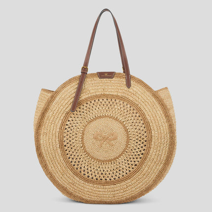 AH Round Bow Tote in Natural Raffia