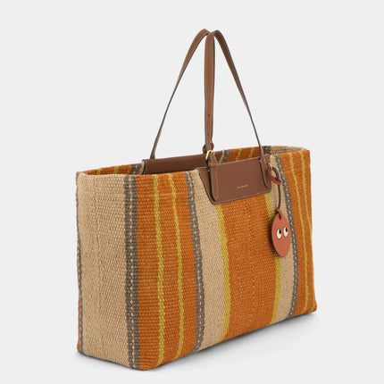 AH Striped Jute E/W Tote in Orange Multi