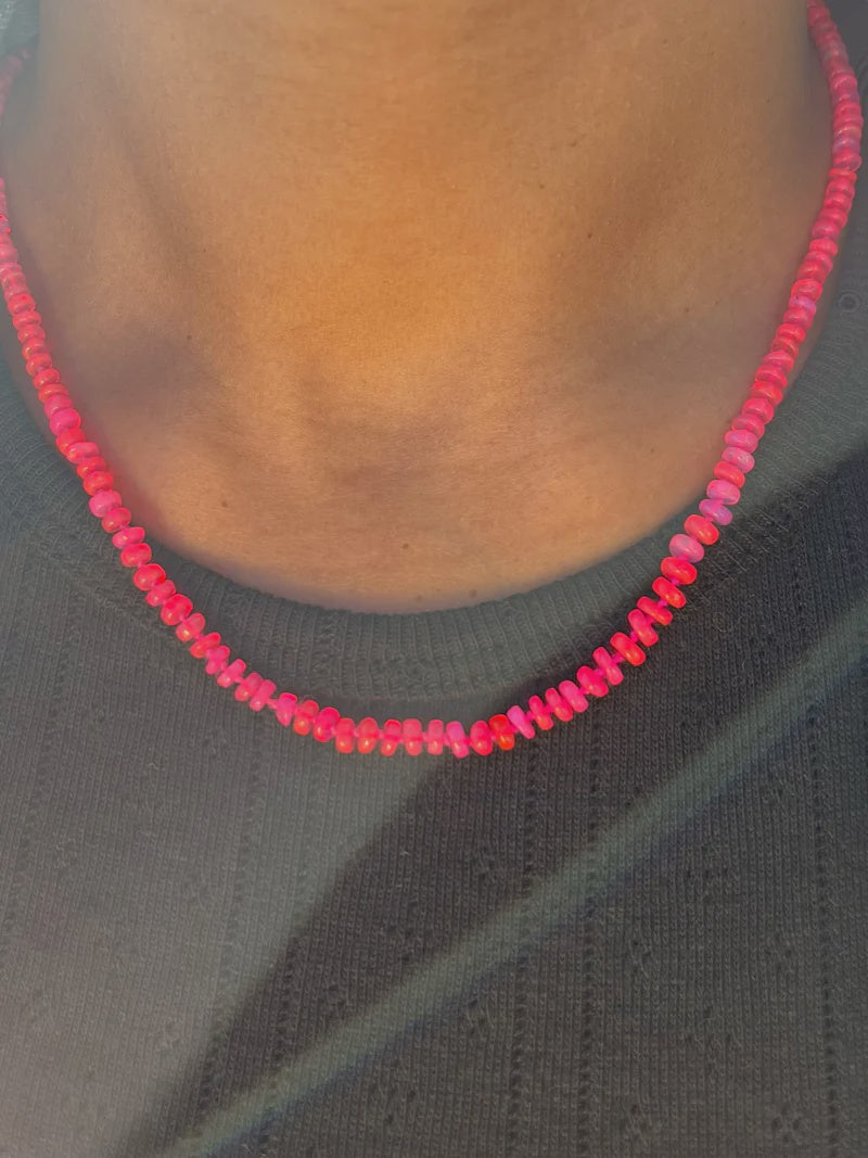 BON BON  Neon Pink Fire Opal Necklace