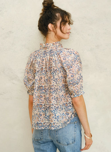 M.A.B.E Cass Print LS Top in Navy