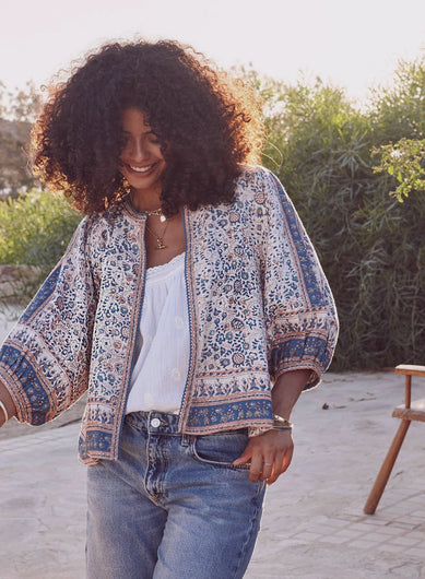 M.A.B.E Cass Print Jacket in Navy