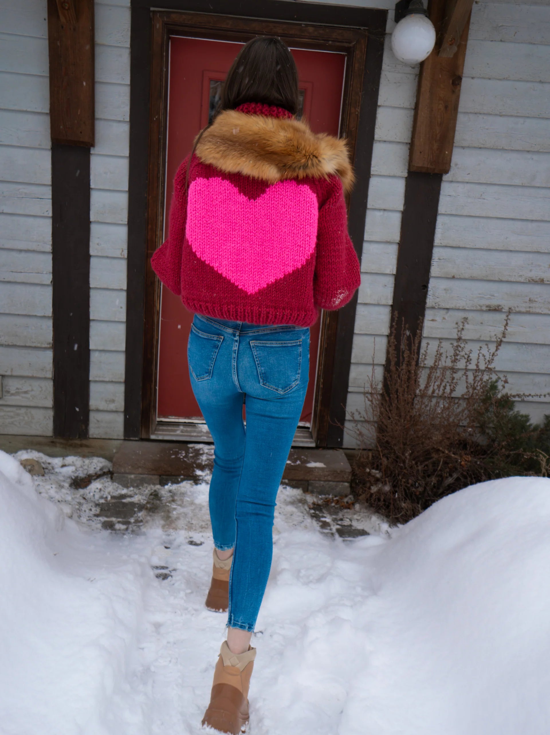 GOGO Short Heart Cardi in Cranberry