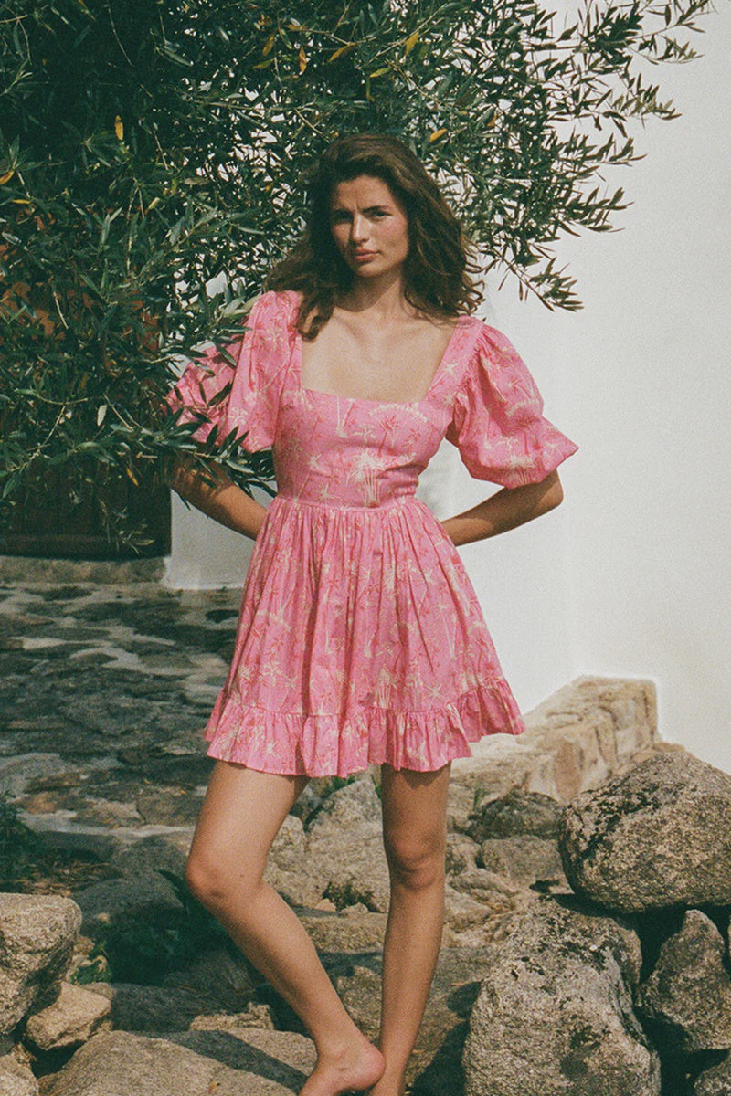 PN Lola Dress in Pink Palms