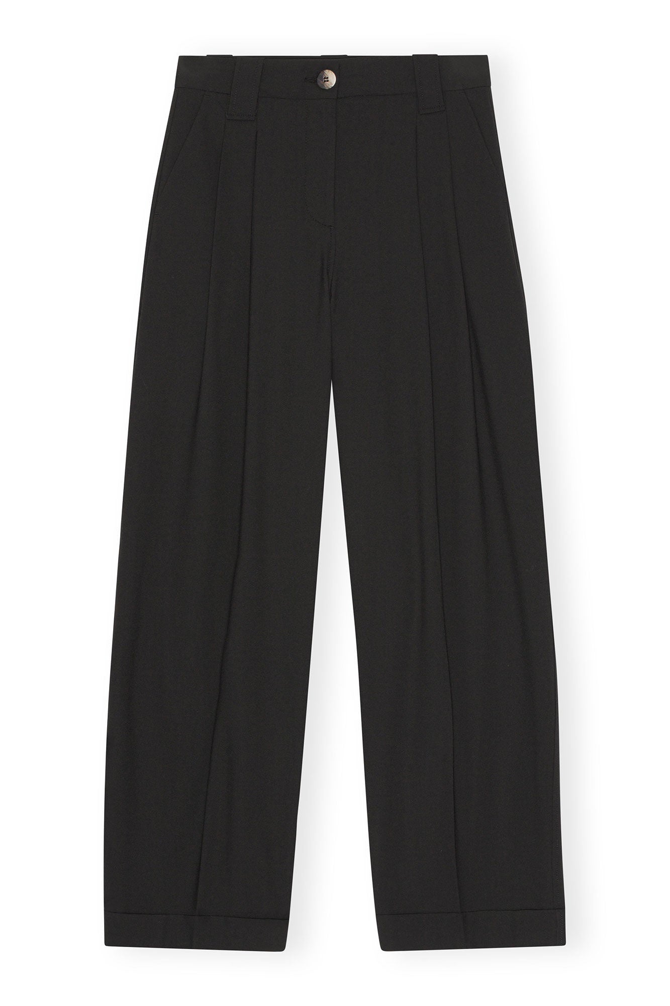 GANNI F8075 Drapey Melange Pleat Pants in Black