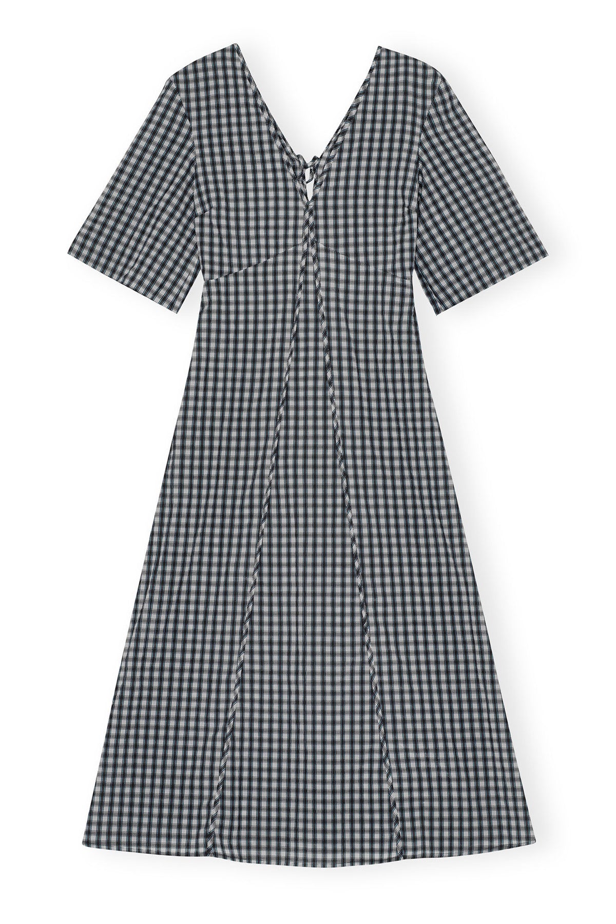 GANNI F9308 Seersucker Check Dress in Egret