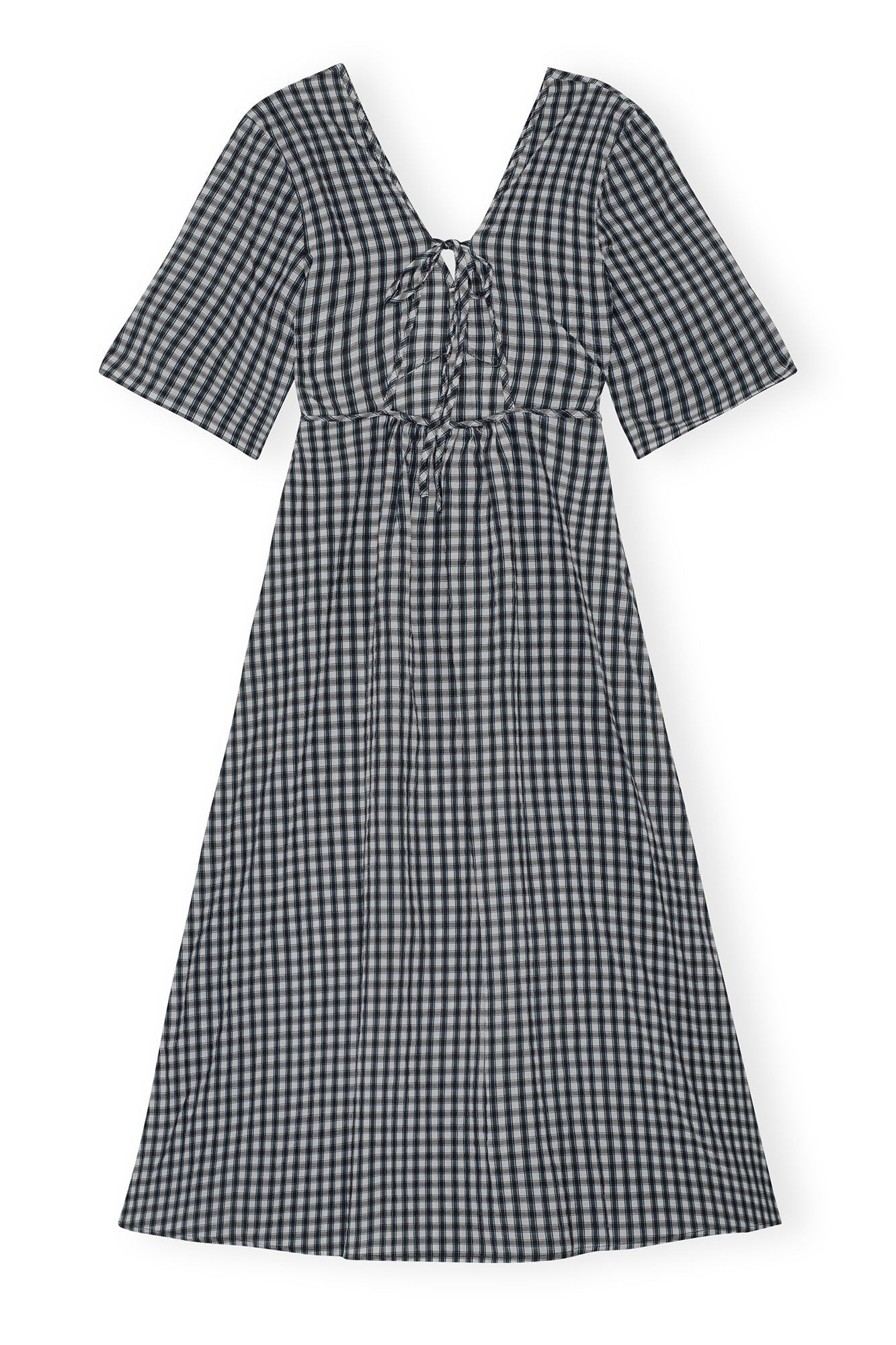 GANNI F9308 Seersucker Check Dress in Egret