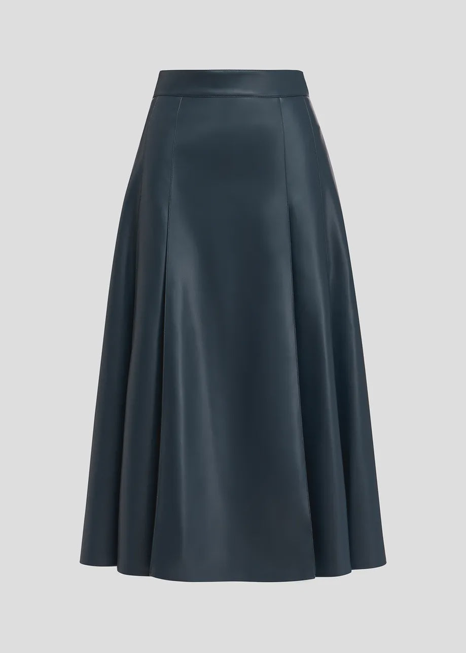 EA Geeuw Faux Leather Midi Skirt in Blue