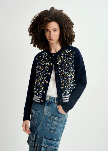 EA Halter Sequin Cardigan in Night Shade