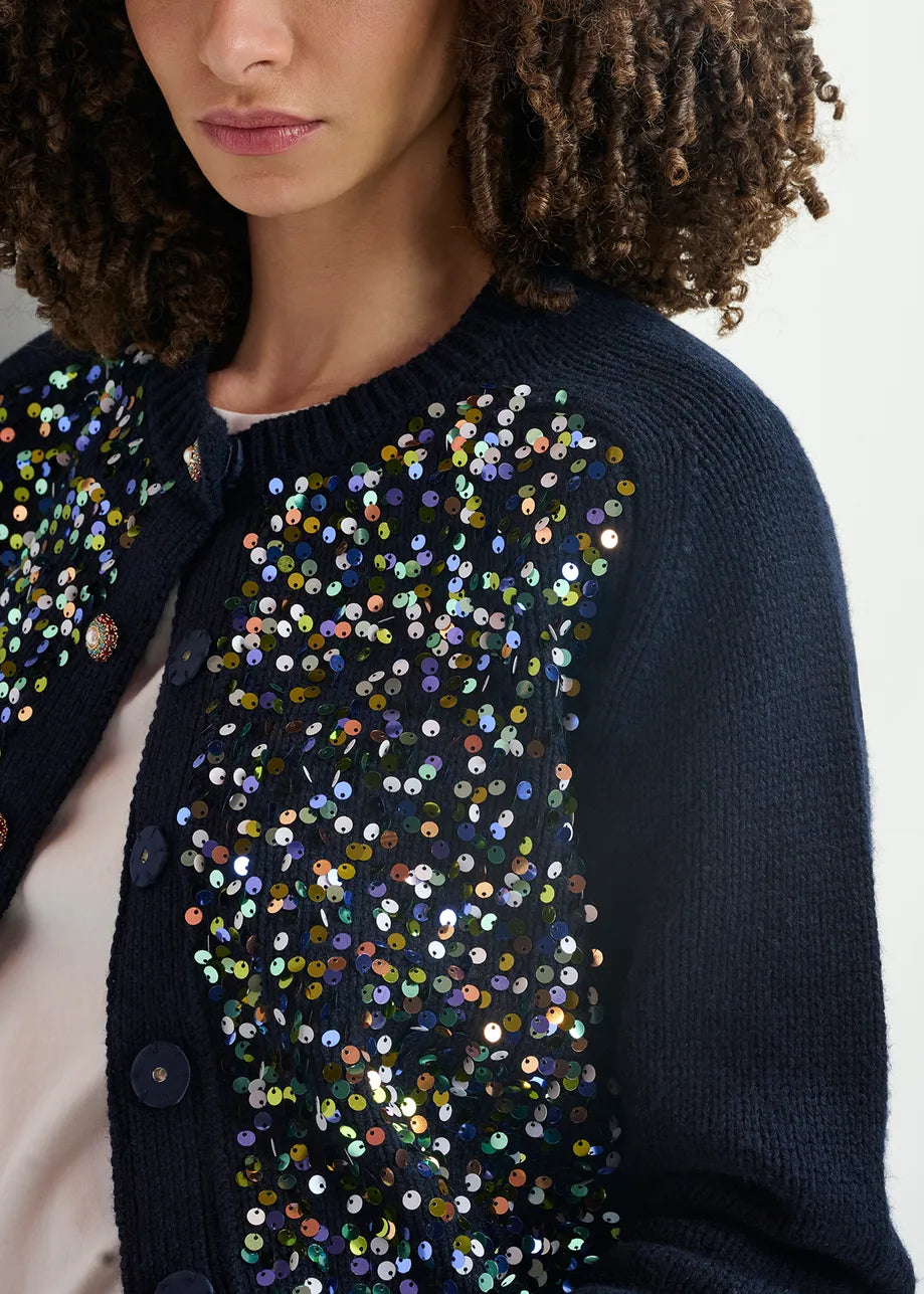 EA Halter Sequin Cardigan in Night Shade