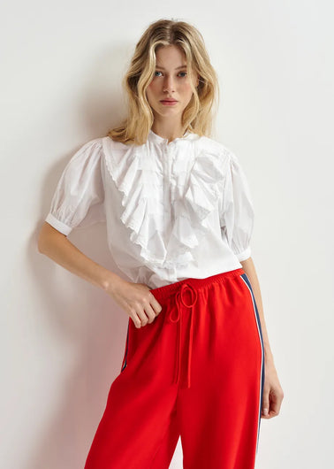 EA Hamadeus Ruffle Detail Shirt in White