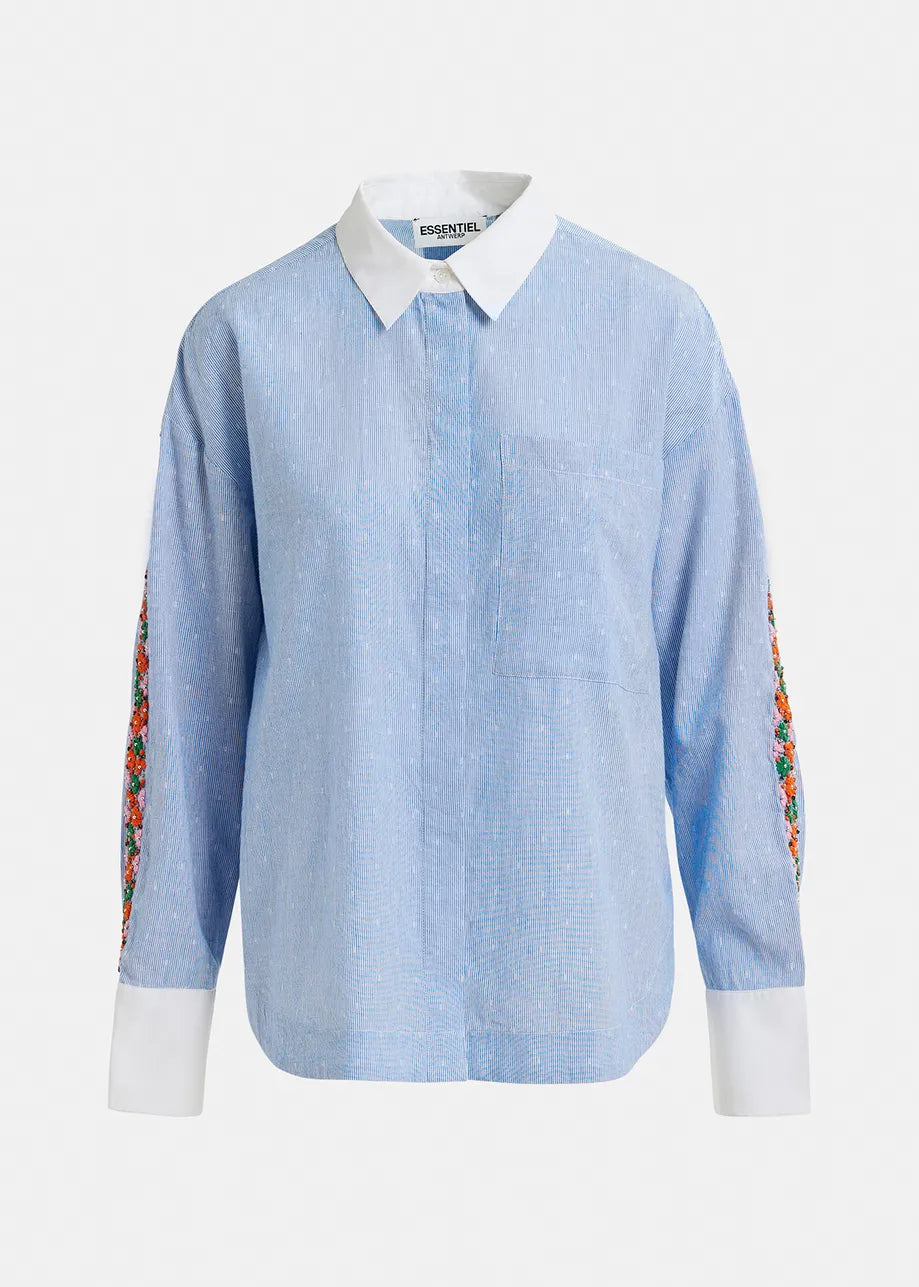 EA Harkle Sleeve Embroidered Shirt in Bel Air