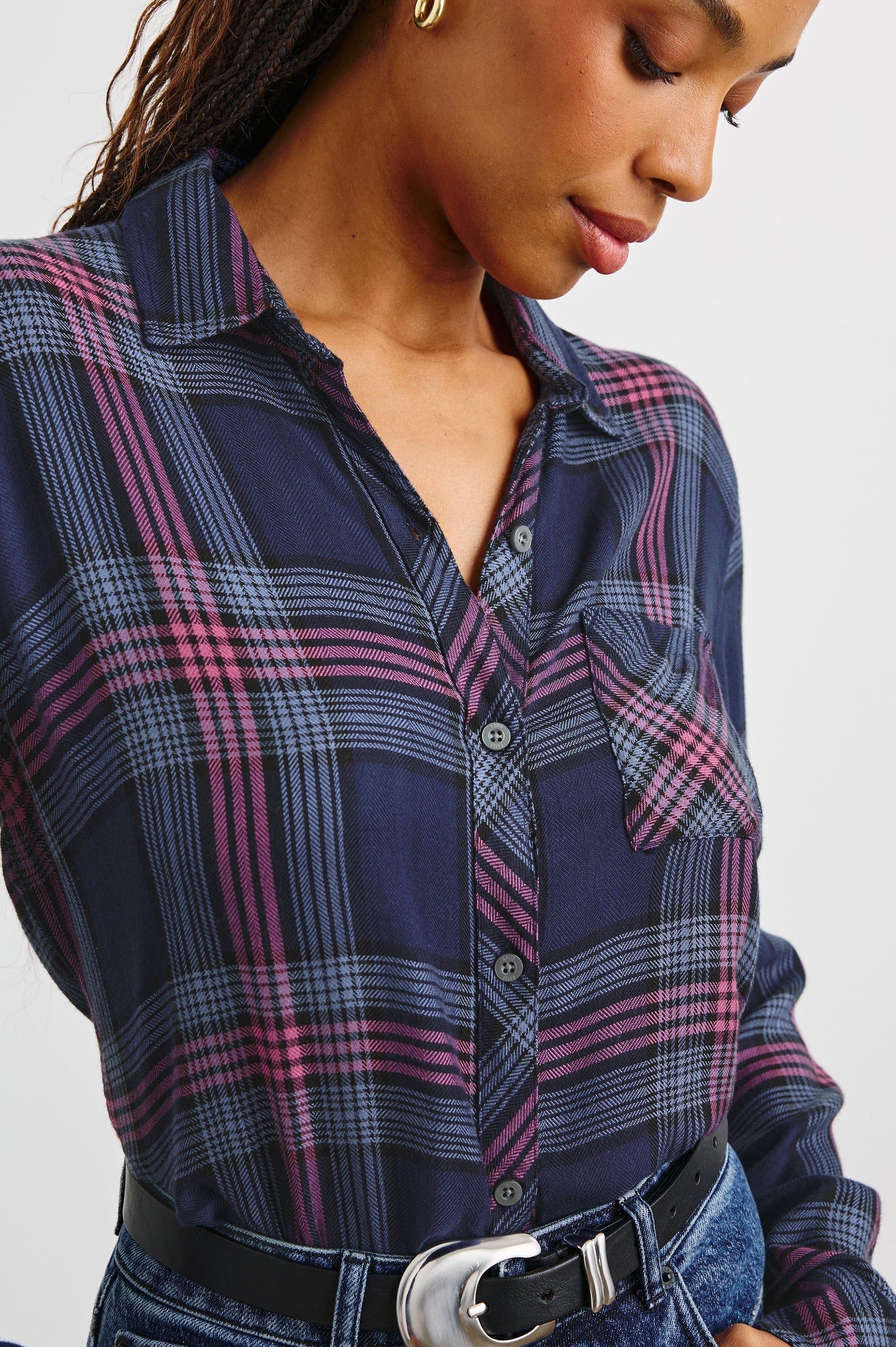 RAILS Hunter Check Shirt in Navy Rose Astor