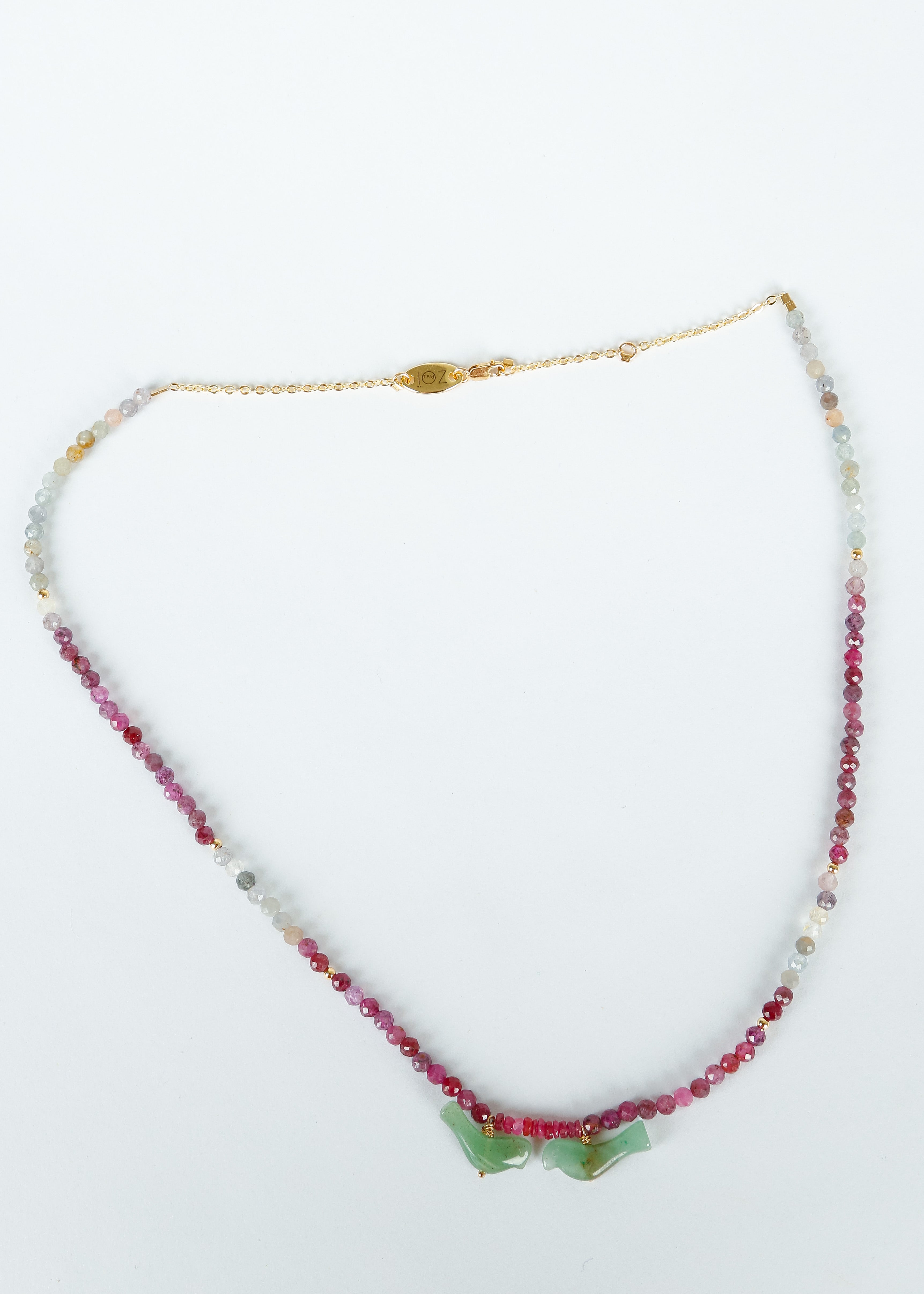 ZOI Eluard Necklace, Tourmaline, Ruby Rose, Pearl