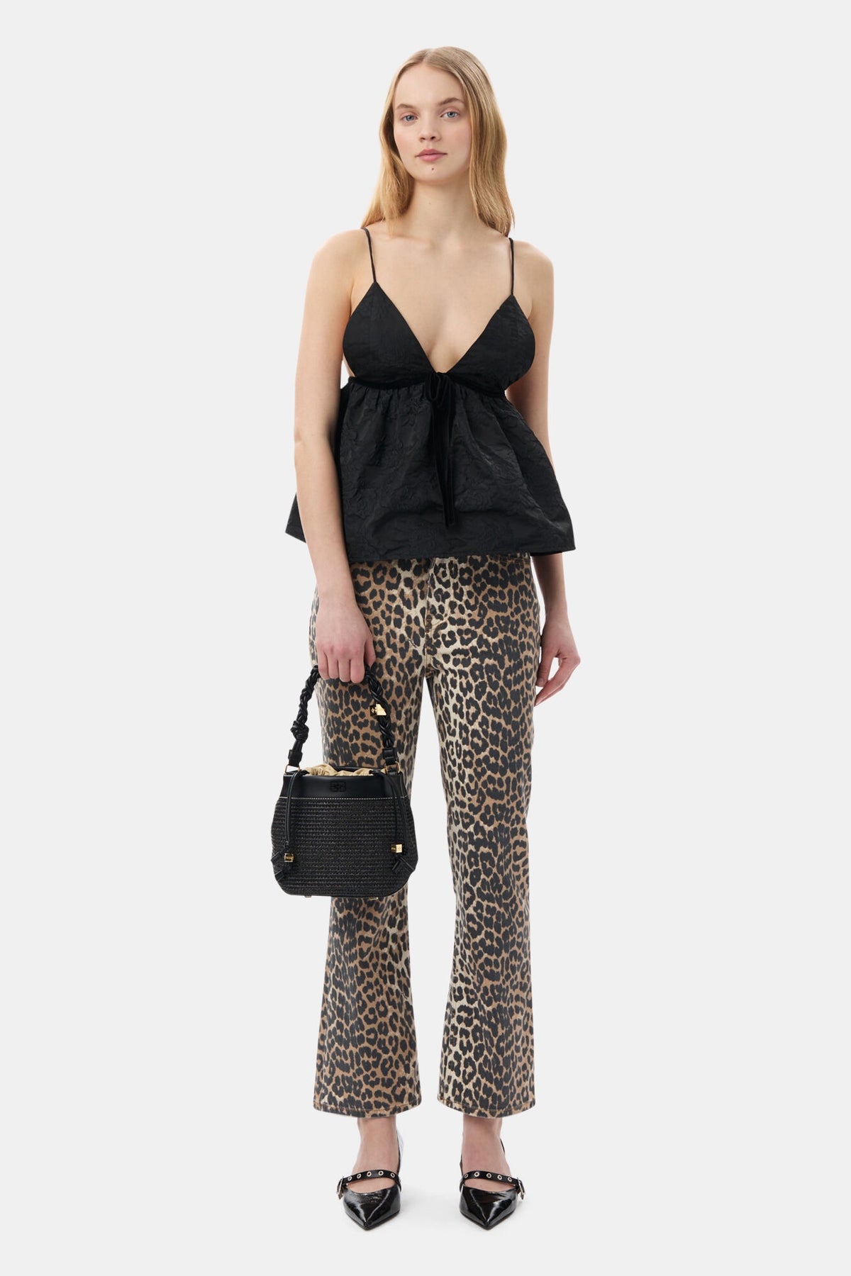 GANNI J1059 Betsy Cropped Jeans in Leopard