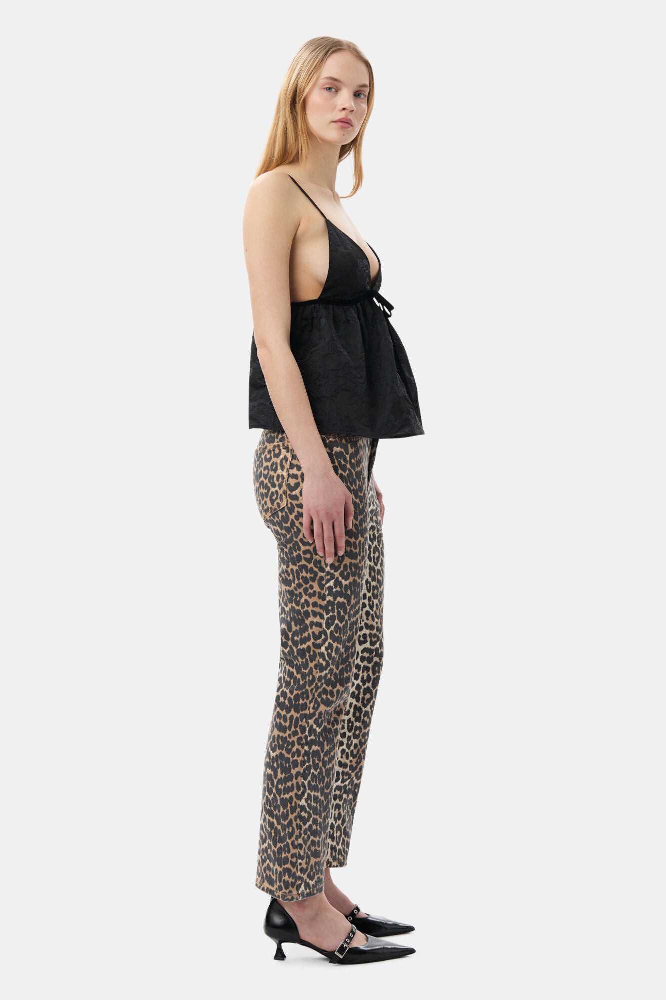 GANNI J1059 Betsy Cropped Jeans in Leopard