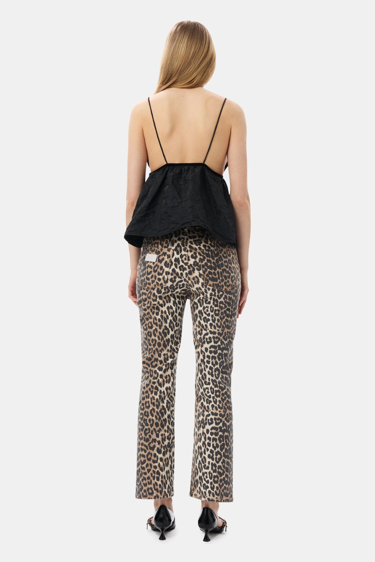 GANNI J1059 Betsy Cropped Jeans in Leopard