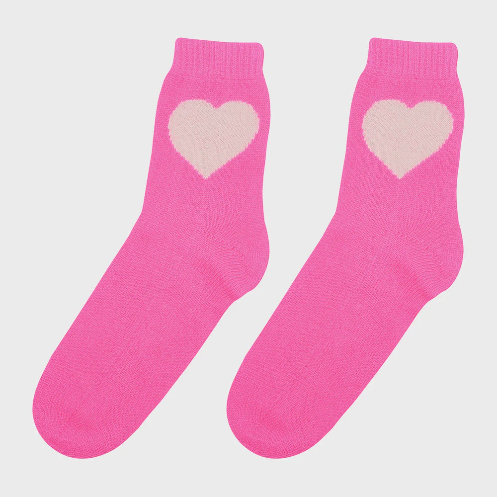 JU Heart Socks in Pink, Cream