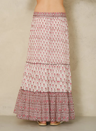 M.A.B.E Kiki  Print Maxi Skirt in Pink