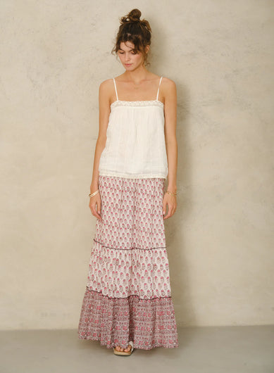 M.A.B.E Kiki  Print Maxi Skirt in Pink