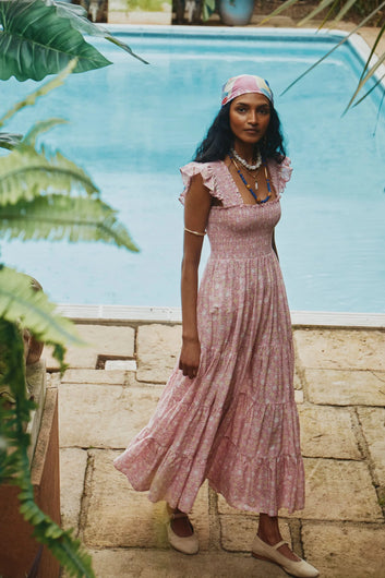 RIXO Kendall Dress in Pink Shell Pansy