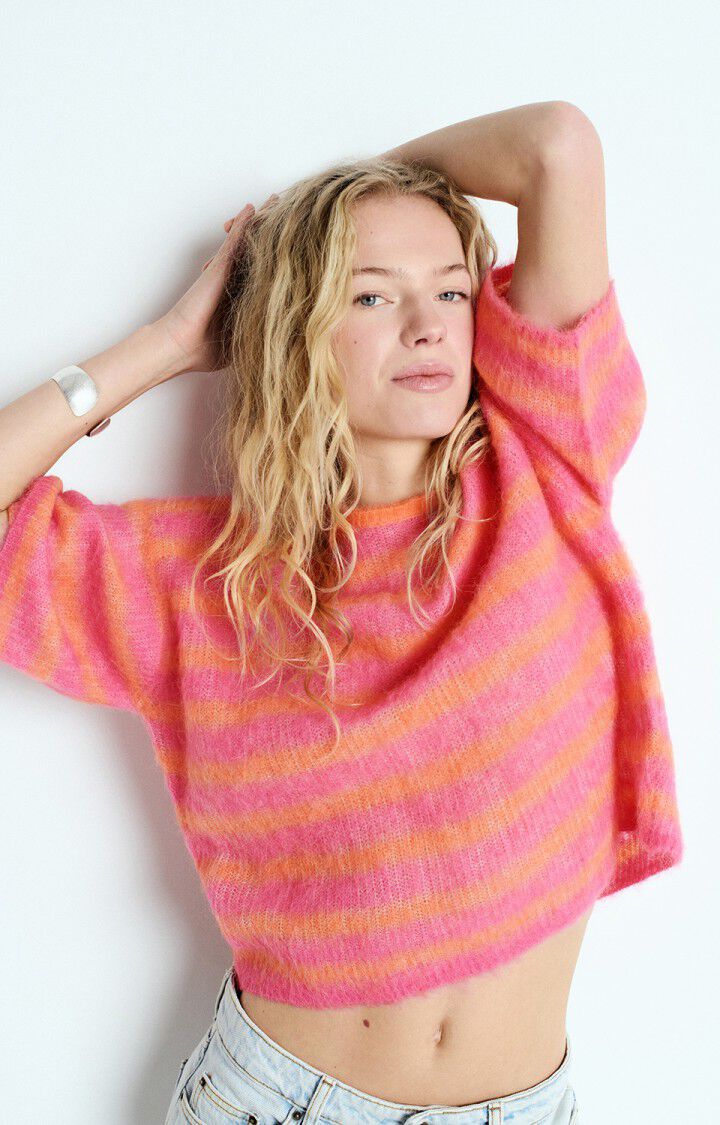 AV Nenbay SS Stripe Knit in Orange, Hibiscus