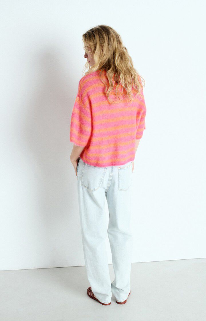 AV Nenbay SS Stripe Knit in Orange, Hibiscus