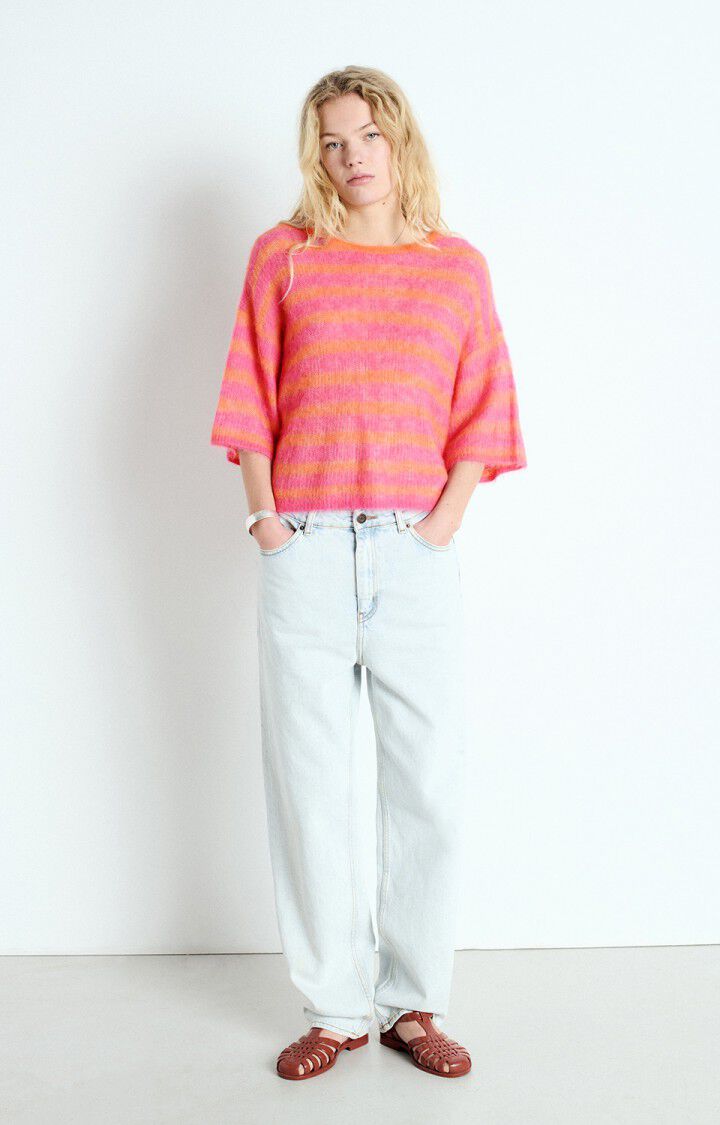 AV Nenbay SS Stripe Knit in Orange, Hibiscus