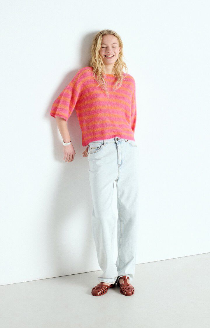 AV Nenbay SS Stripe Knit in Orange, Hibiscus