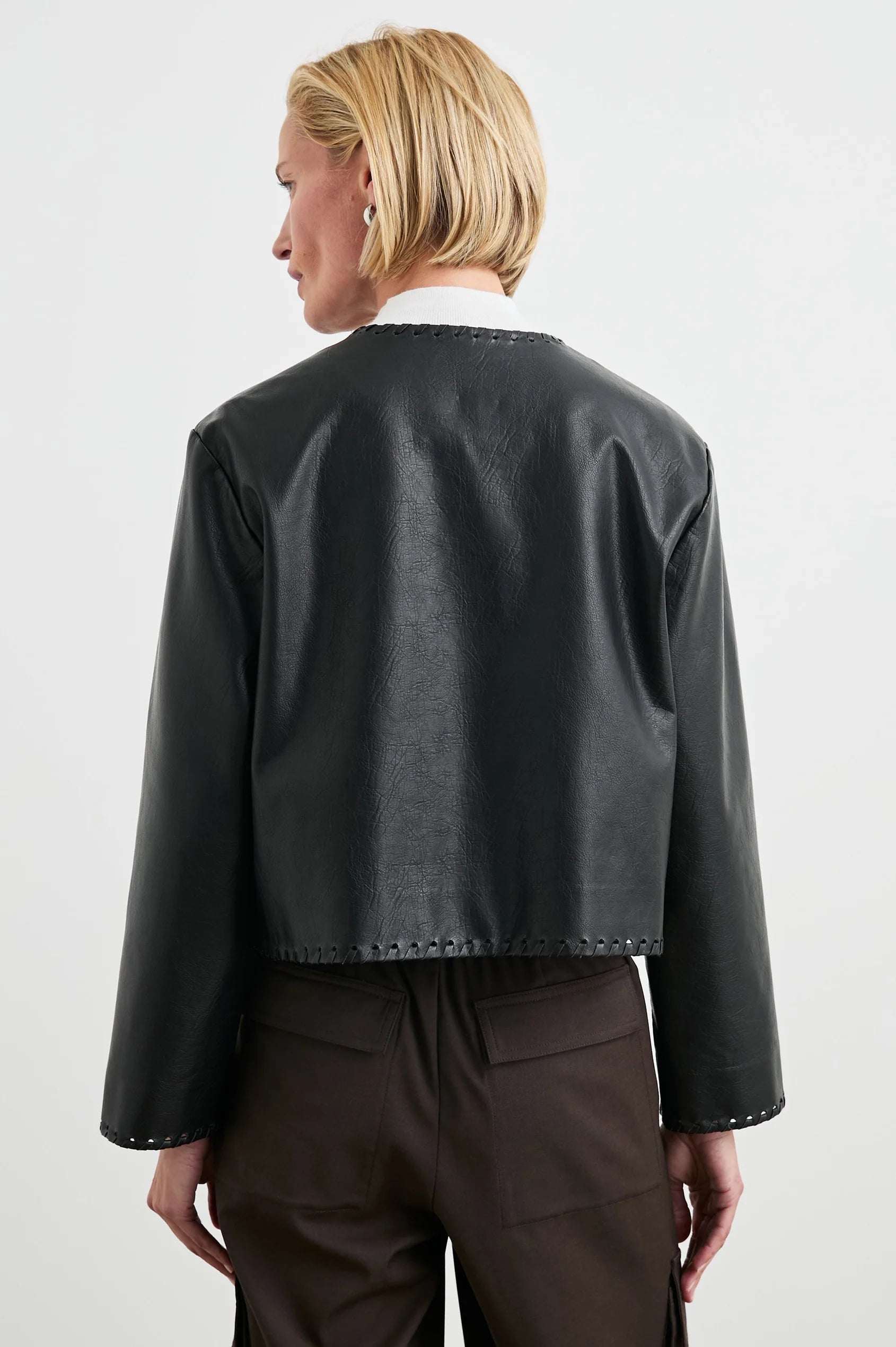 RAILS Nevina Whipstich Faux Leather Jacket in Black