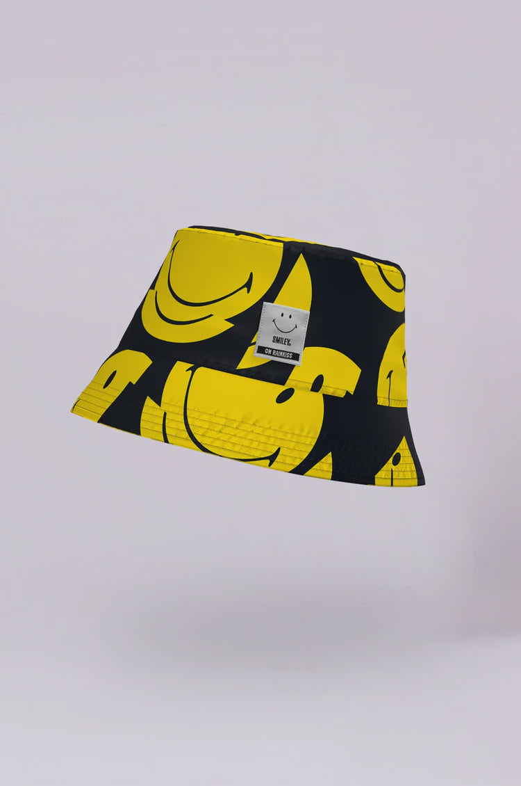 RK All Smiles Bucket Hat in Black, Yellow