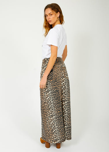 GANNI J1445 Printed Denim Maxi Skirt in Leo