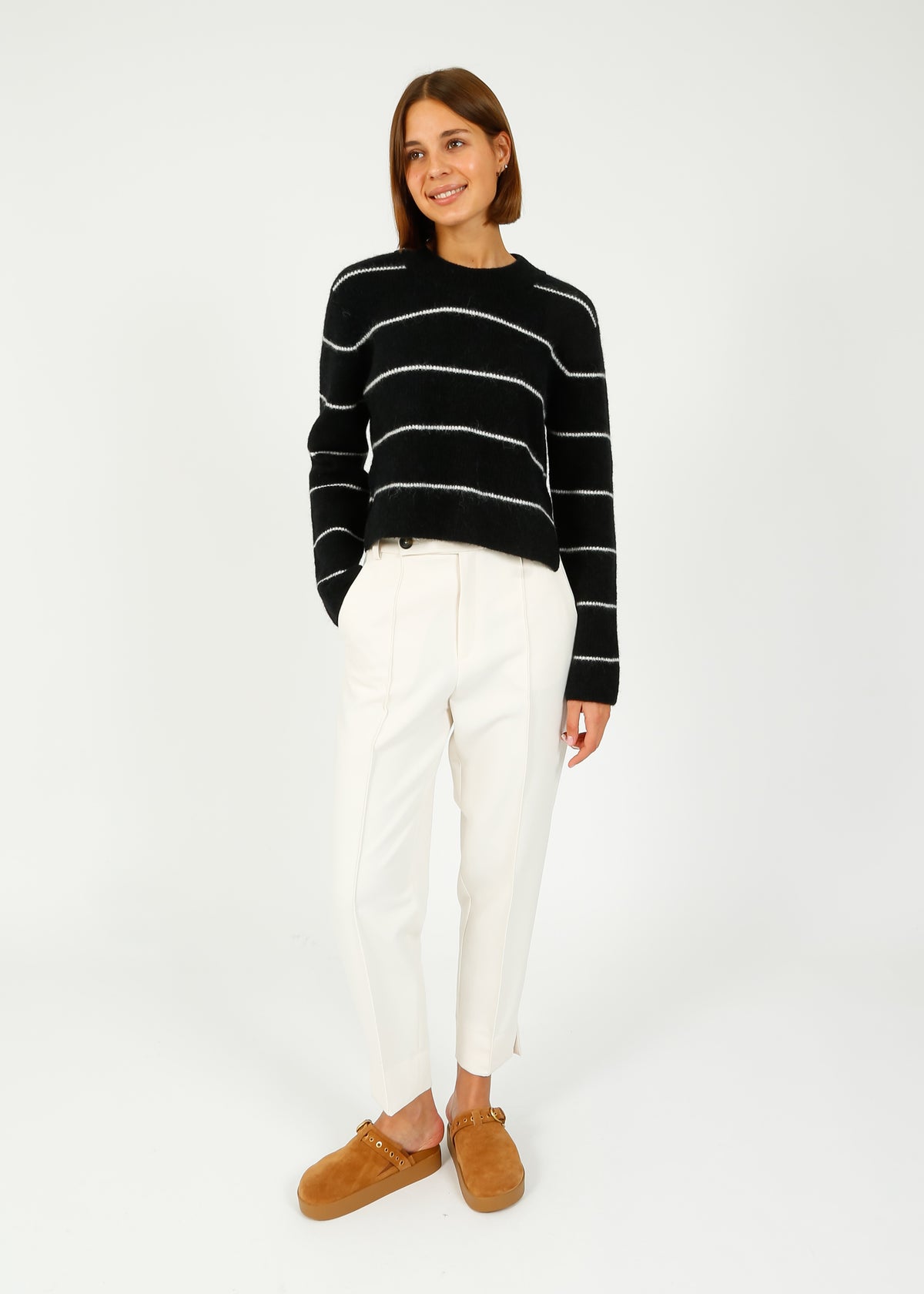 DAY Gaby Crop Stripe Knit in Black