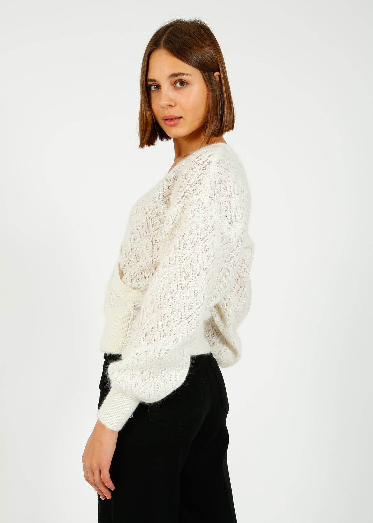 SLF Juliet LS Wrap V Knit in Snow White